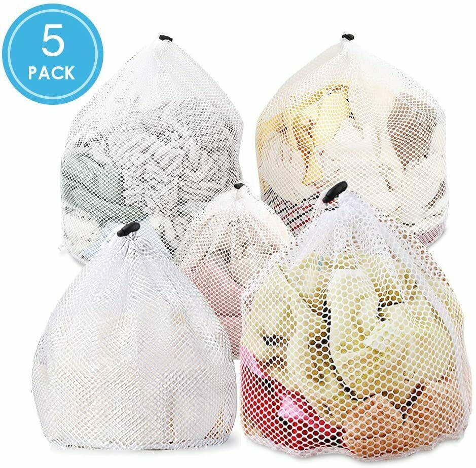 Wäschesack, ASANMU 5 Stück Wäschebeutel Waschmaschine mit Kordelstopper
