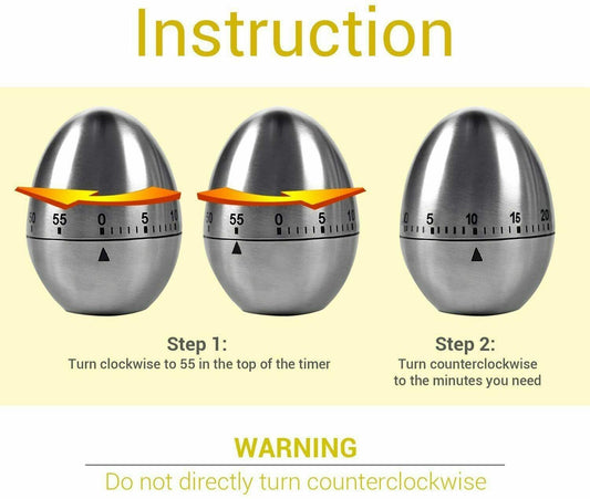 KURZZEITMESSER Ei EDELSTAHL Eieruhr Küchentimer Wecker Küchen-Timer 60 min