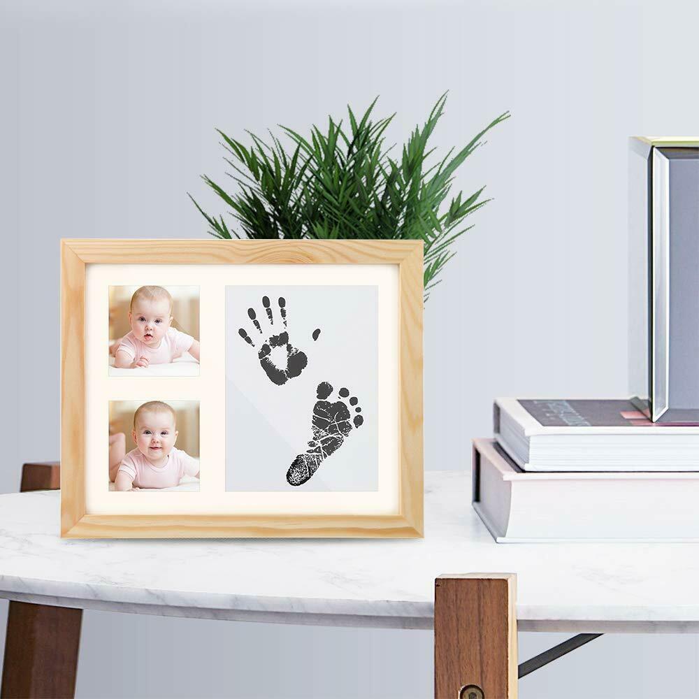 Baby Handabdruck und Fußabdruck Fotorahmen Set mit Ungiftigen Stempelkisse