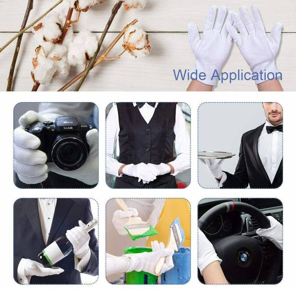 12 Paar Weiße Handschuhe Baumwolle Weiche Baumwollhandschuhe Atmungsaktive