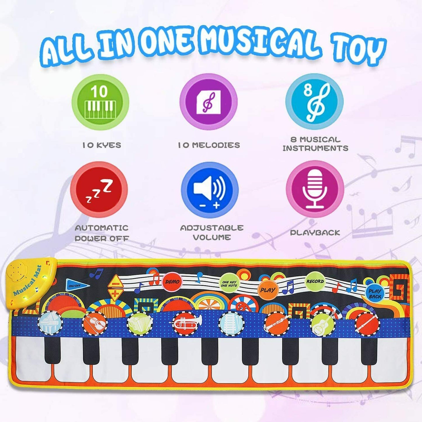 Kinder Spielzeug Piano Matte Keyboard Matte Klaviermatte Tanzmatte 110cm x 36cm