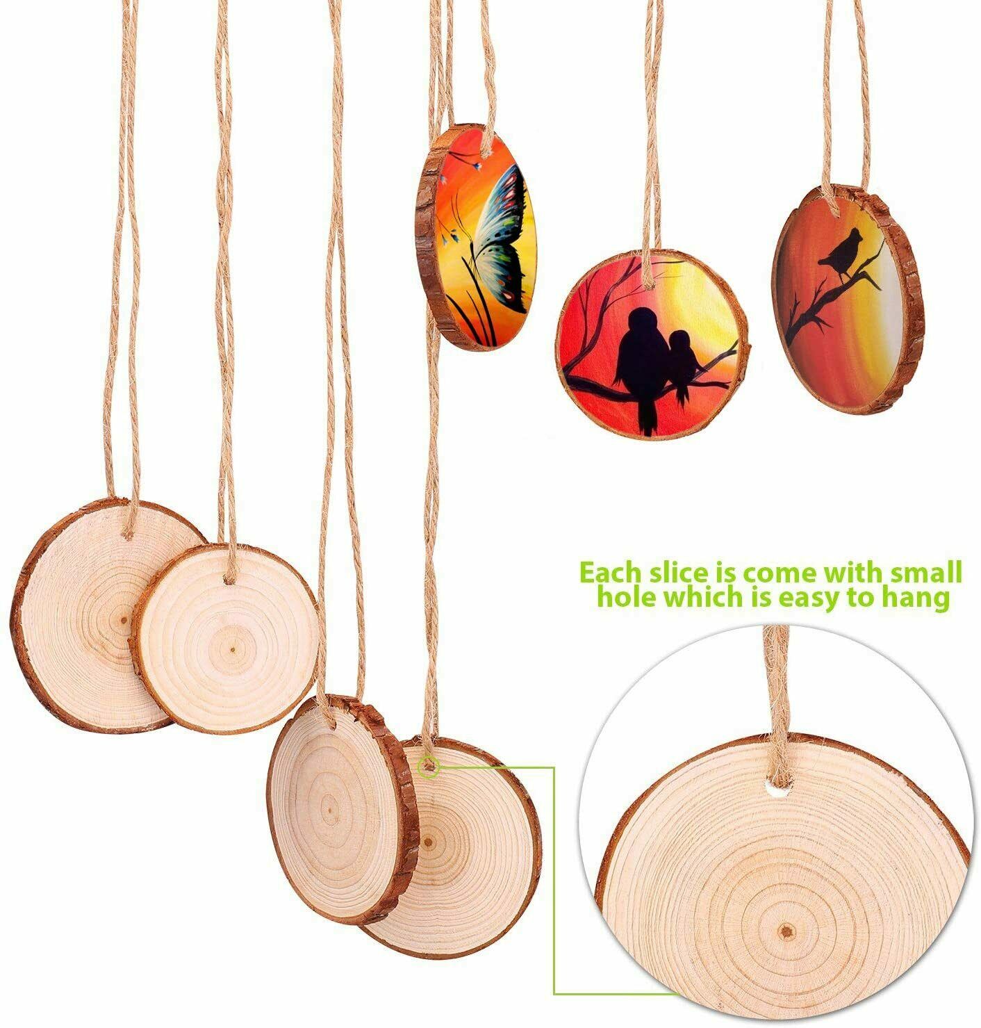 Holzscheiben 30 Stücke Holz Log Scheiben 7-8cm mit Loch Unvollendete Holzkrei