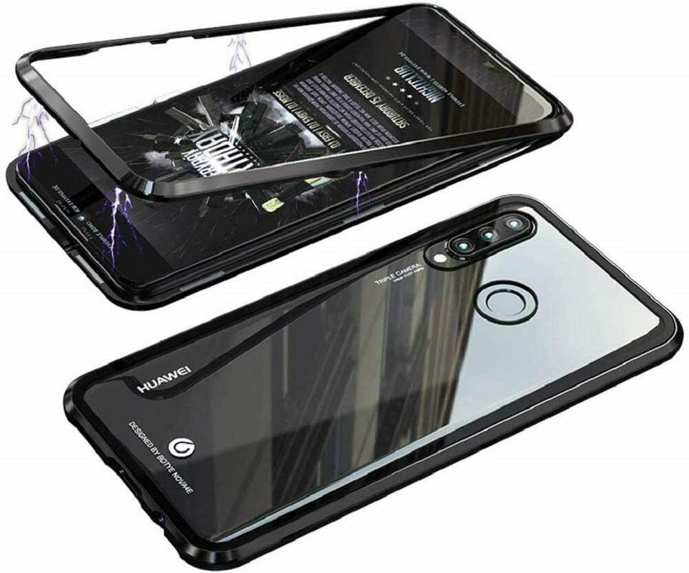 Huawei P30 Lite (6,15 Zoll)Hülle,Stark Magnetische Transparente Cover,Schwarz