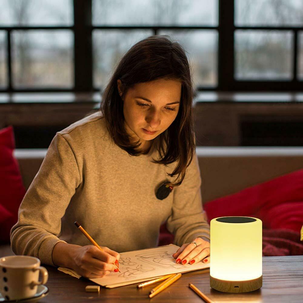 Nachttischlampe, LED Nachtlampe mit Dimmer 360° Berührungssensor USB Aufladbar