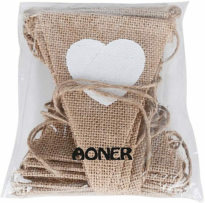 2x 2,8 m Wimpelkette Leinen Wimpelgirlande Jute Wimpel Banner