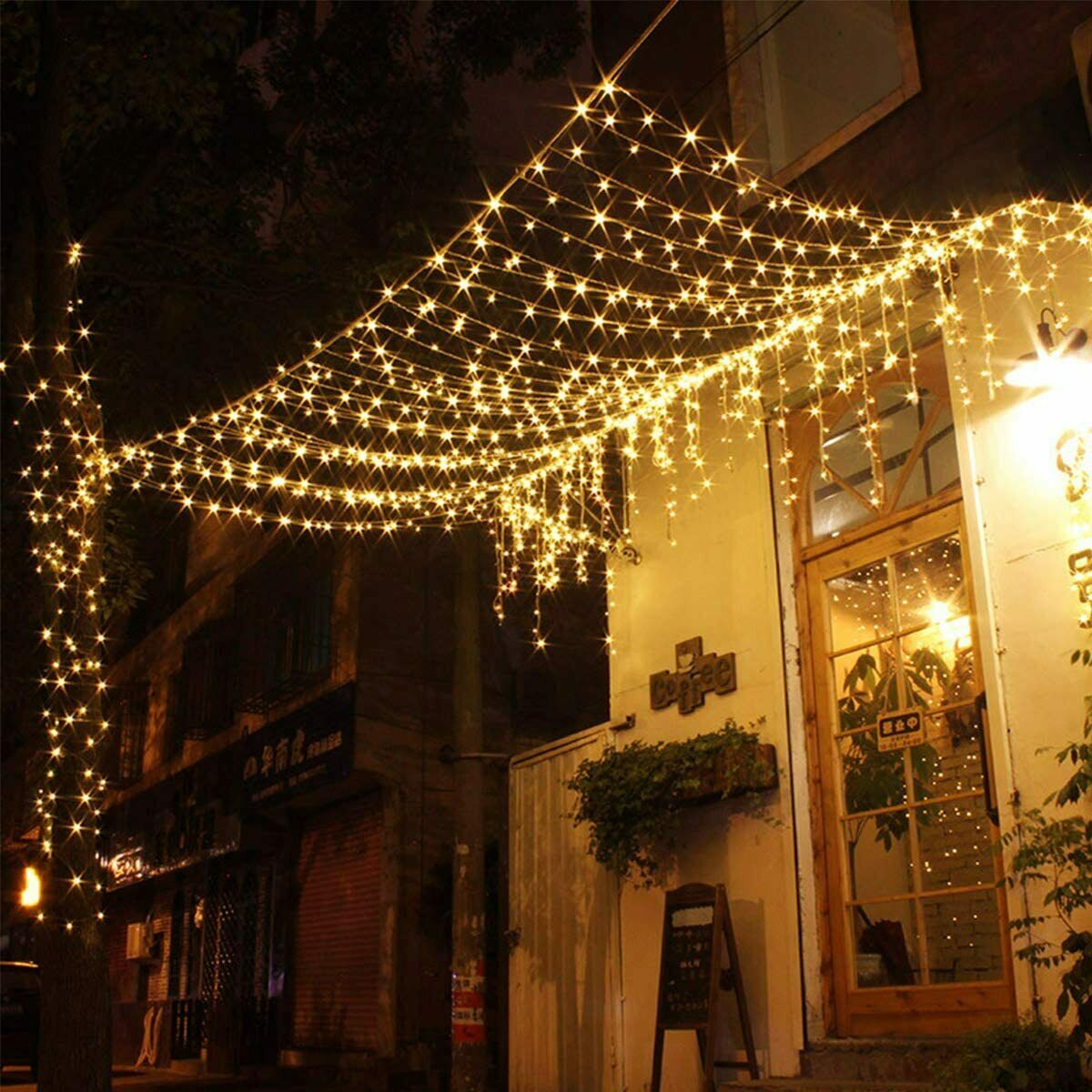 LED Lichtervorhang 3m x 3m, 8 Modi 306 LEDs Vorhang Lichterkette, Warmweiß Licht