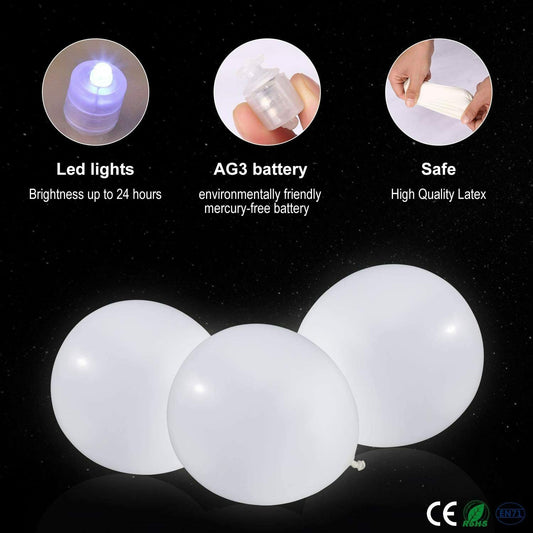 LED Luftballons Weiß, 40 Stücke Luftballons Hochzeit LED Leuchtende Luftballons
