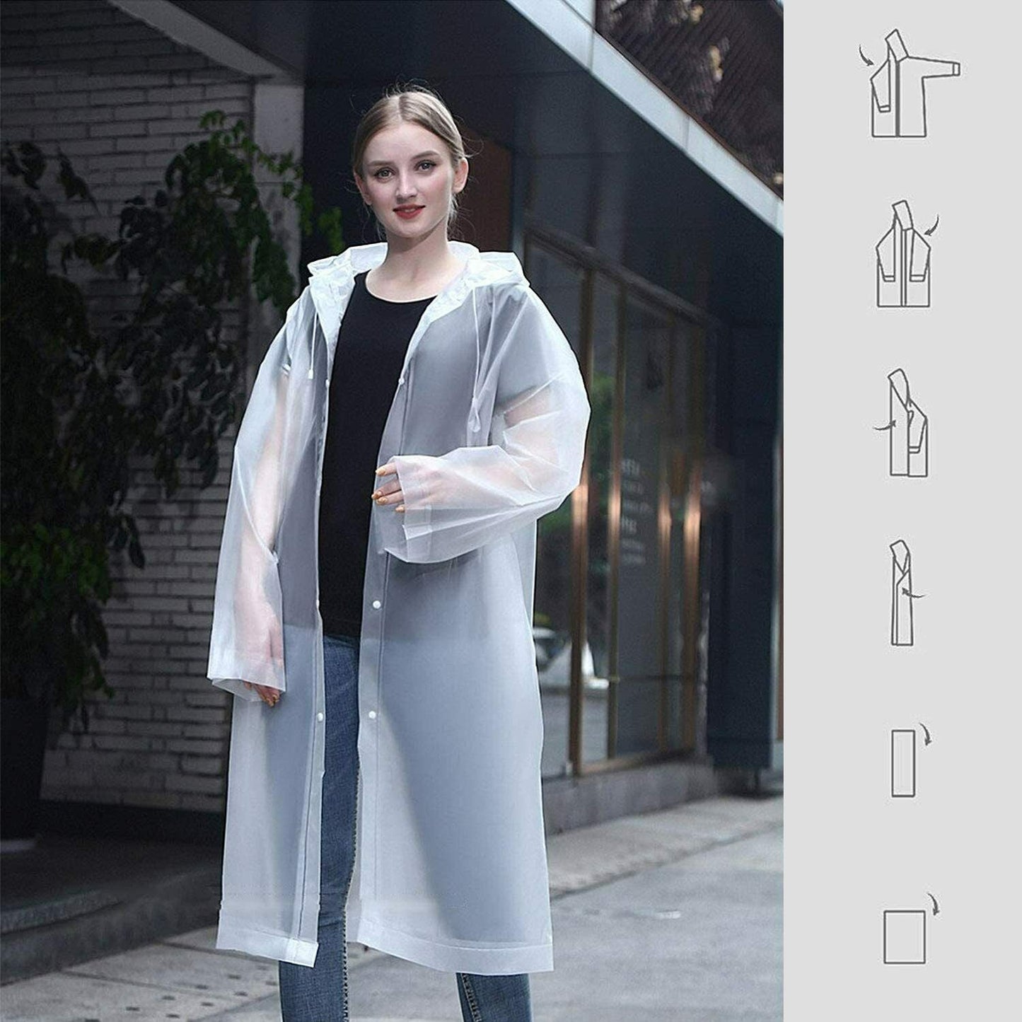 2 Stück Regenmantel Transparent Regenponcho Eva Wasserdicht Regenjacken