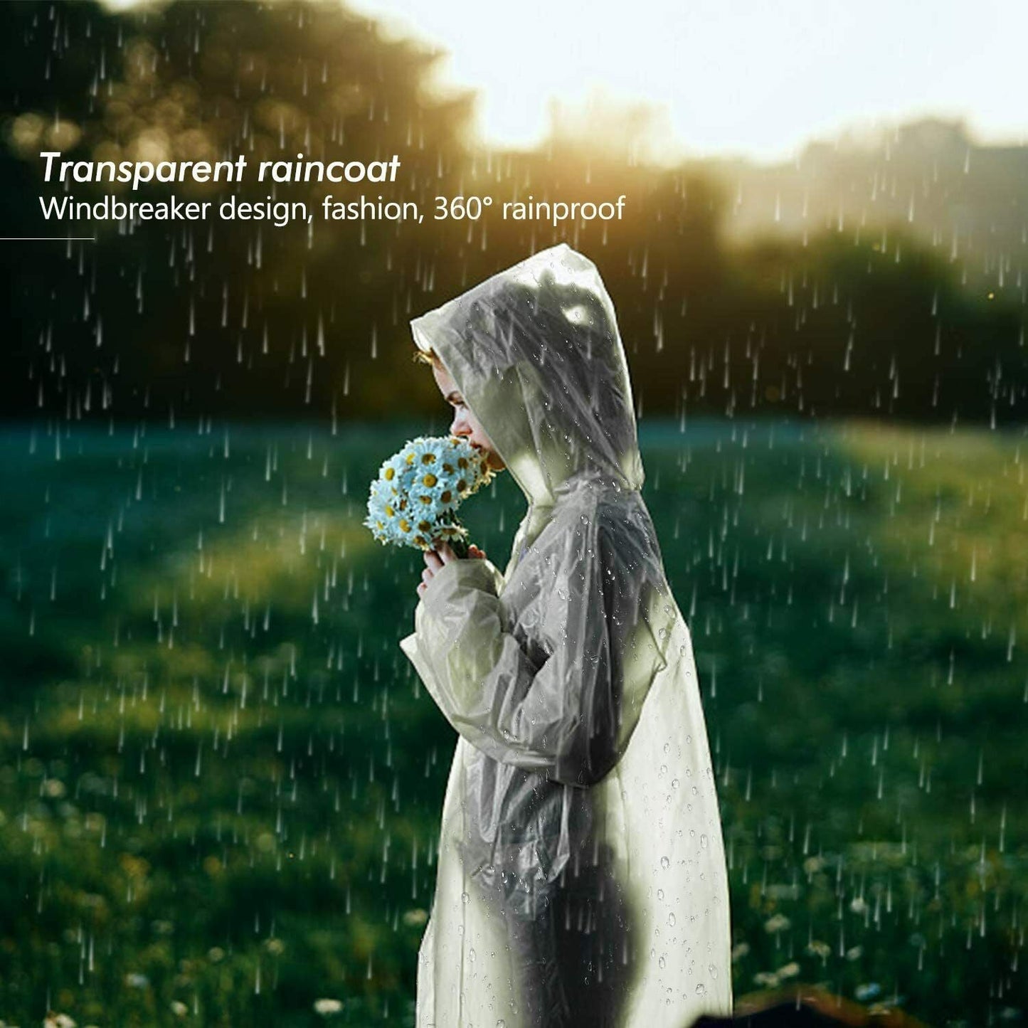2 Stück Regenmantel Transparent Regenponcho Eva Wasserdicht Regenjacken