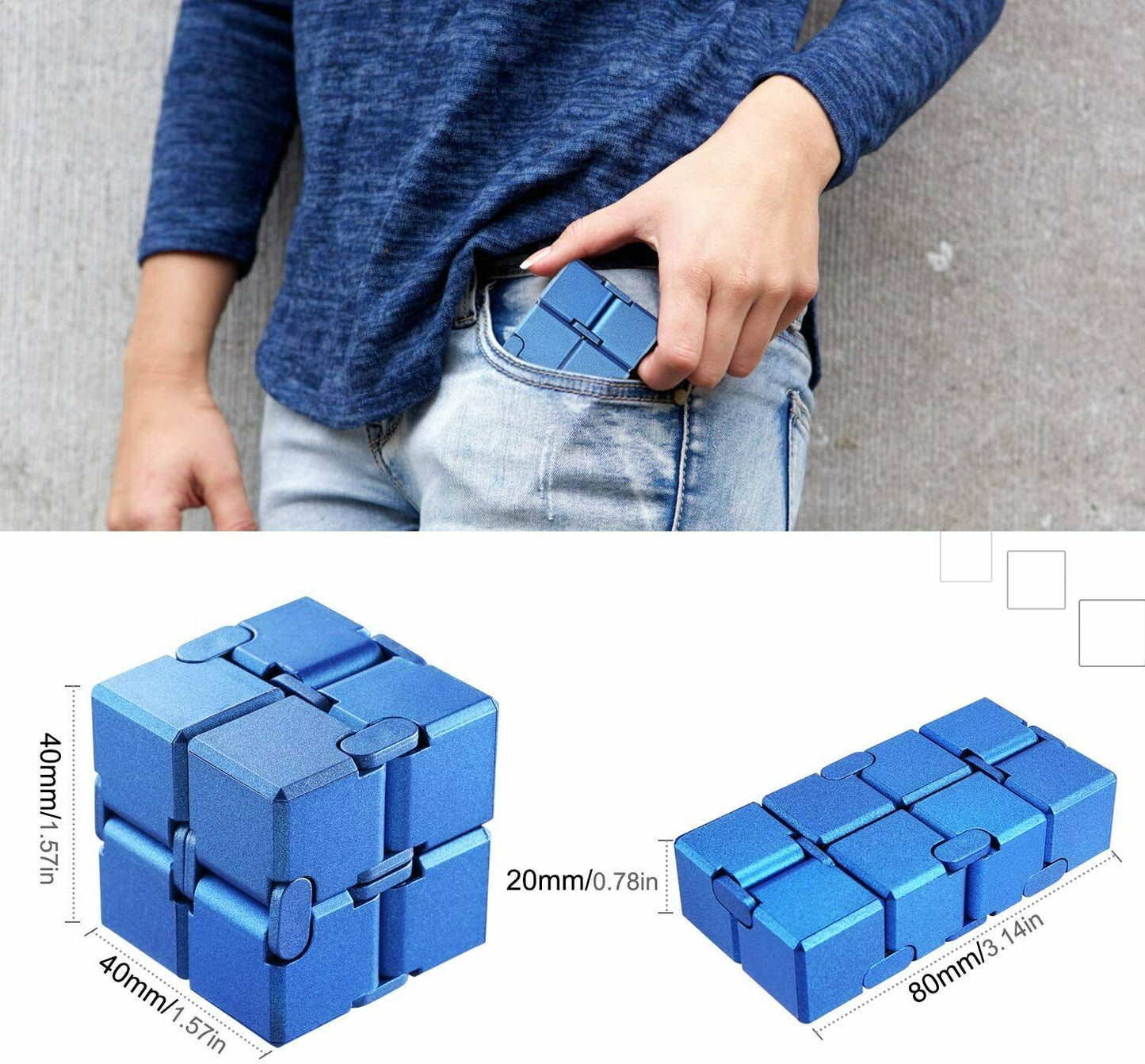 Infinity Cube Unendlicher Würfel Spielzeug Magic Unendlicher Flip Würfel (Blau)