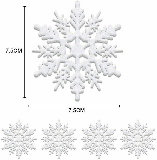 Weihnachten Schneeflocken, 24 Stück Glitter Schneeflocken Deko Plastik Aufhängen