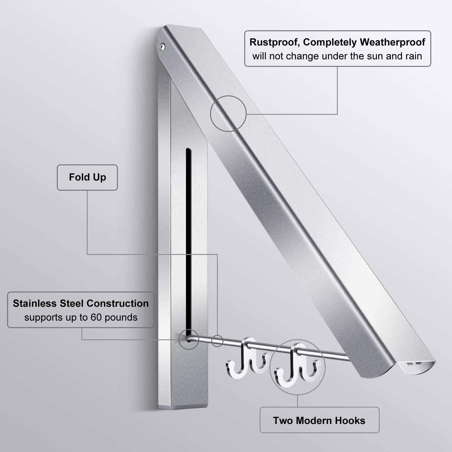 Klappbar Wand Kleiderständer,Kleiderhaken Kleiderlüfter (2 pcs Weiß )