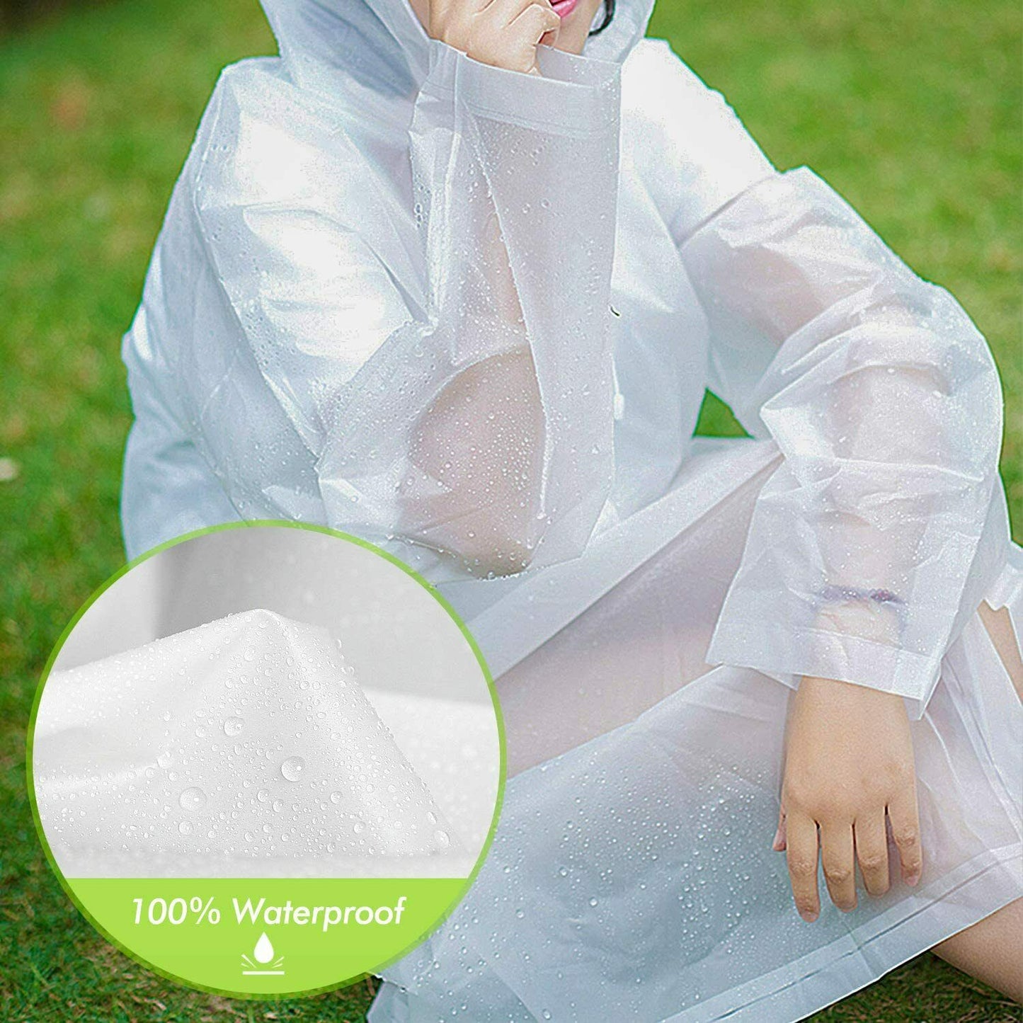 2 Stück Regenmantel Transparent Regenponcho Eva Wasserdicht Regenjacken