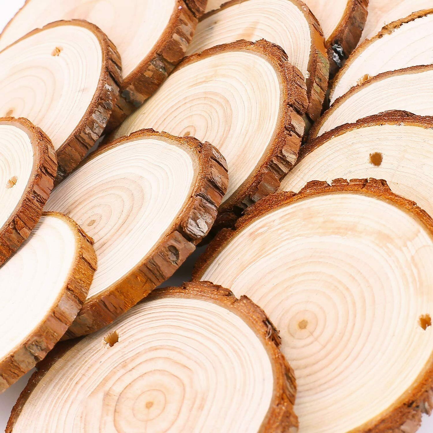 Holzscheiben 30 Stücke Holz Log Scheiben 7-8cm mit Loch Unvollendete Holzkrei