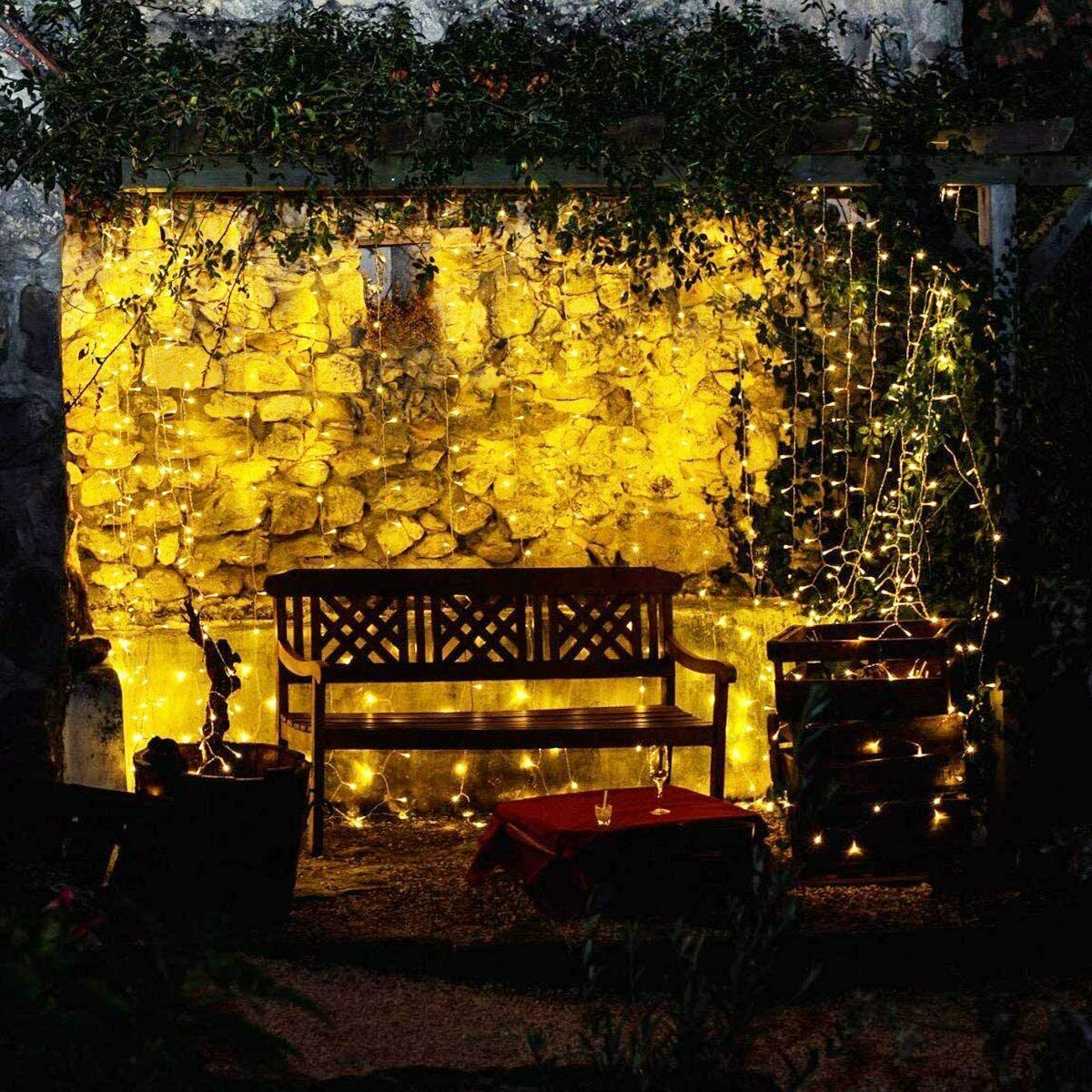 LED Lichtervorhang 3m x 3m, 8 Modi 306 LEDs Vorhang Lichterkette, Warmweiß Licht