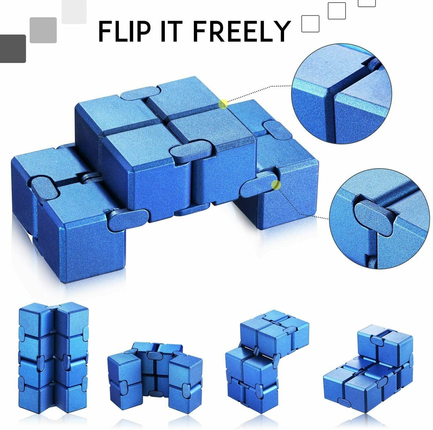 Infinity Cube Unendlicher Würfel Spielzeug Magic Unendlicher Flip Würfel (Blau)