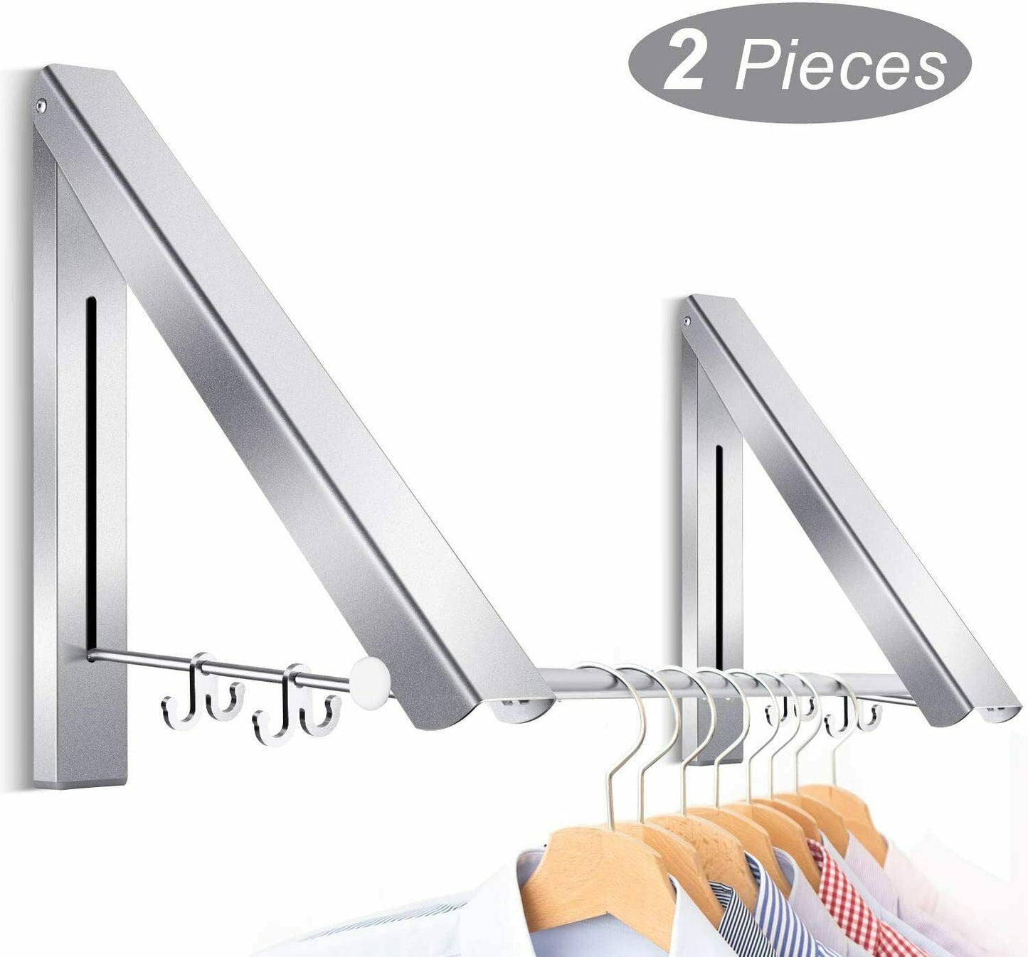 Klappbar Wand Kleiderständer,Kleiderhaken Kleiderlüfter (2 pcs Weiß )