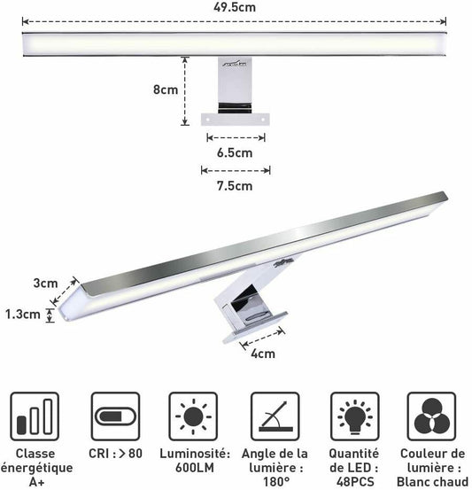 LED Spiegelleuchte Bad Beleuchtung Schminklicht Badezimmer IP44 Aufbaulampe 8W