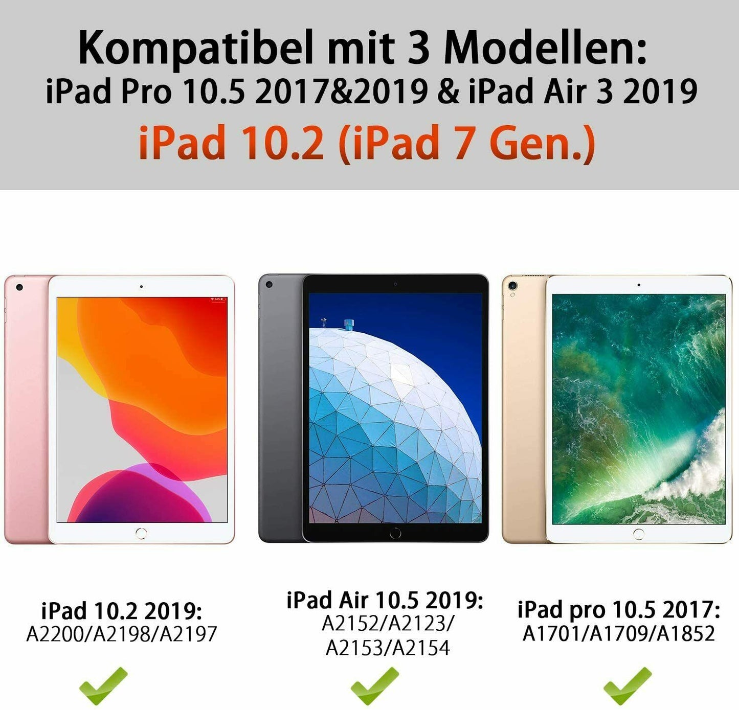Tastatur Hülle für iPad 10.2 2019, Automatisch Aufwachen mit Bluetooth Tastatur