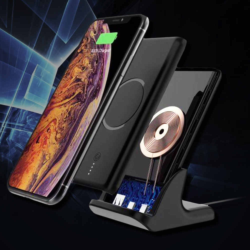 10000mAh Wireless Ladestation Ladegerät + Power Bank Typ C Externe Batterie USB