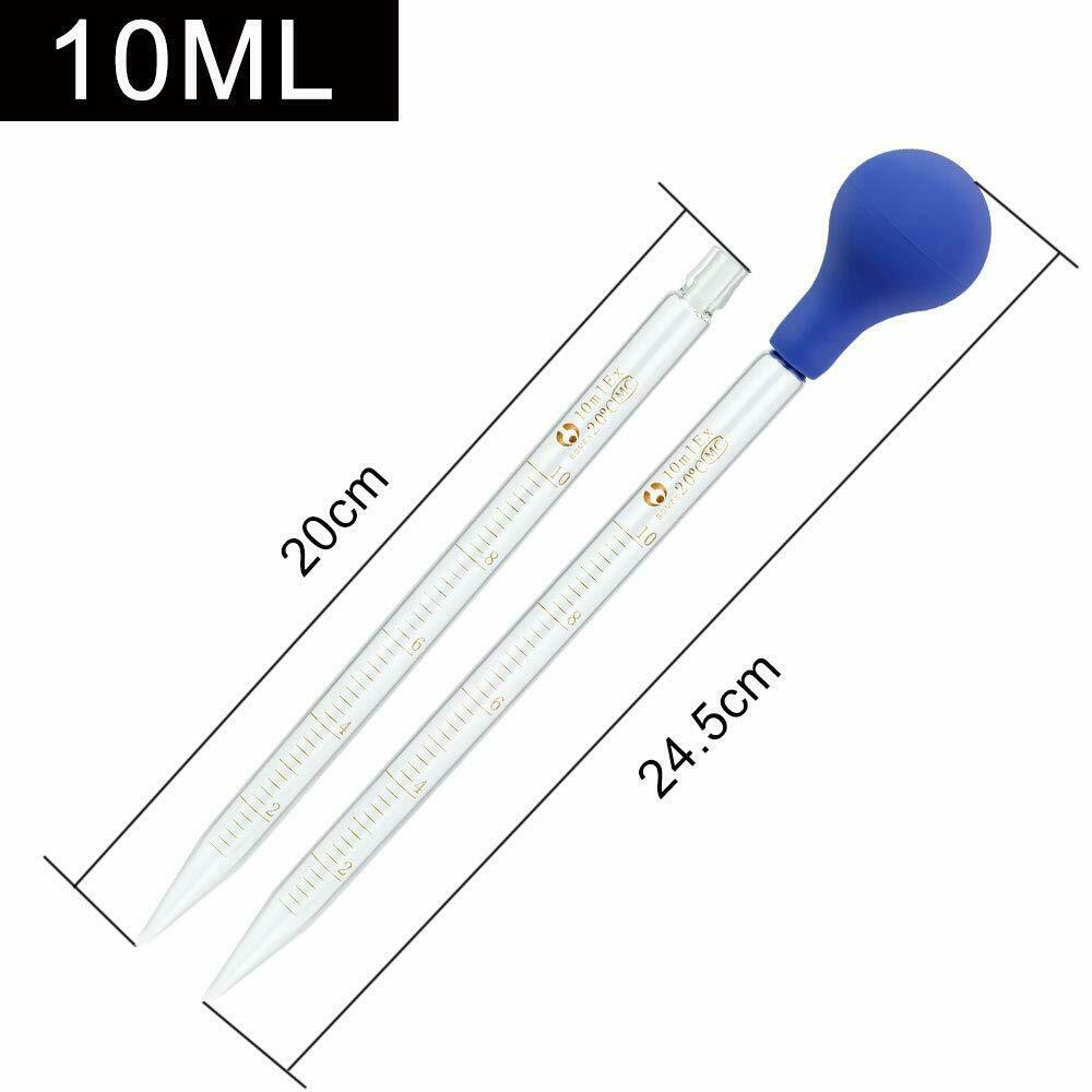 4 Stück Pipetten aus Glas 10 ml Teilstrich Tropfpipette Gummikopf Dropper