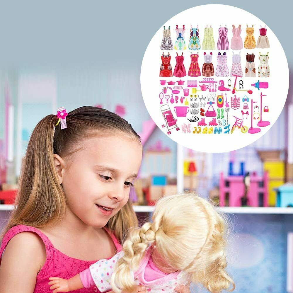 Puppenkleidung / Kleidung + Zubehör - Geeignet für Barbie ( Set 130 Stück )