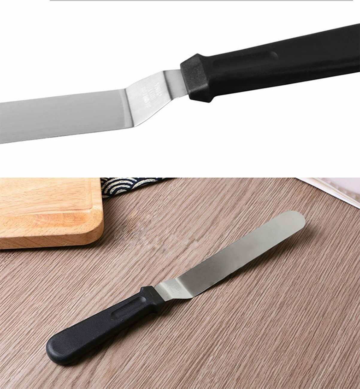 3er Set Tortenverzieren Streichmesser Winkelpalette Edelstahl (Schwarz)