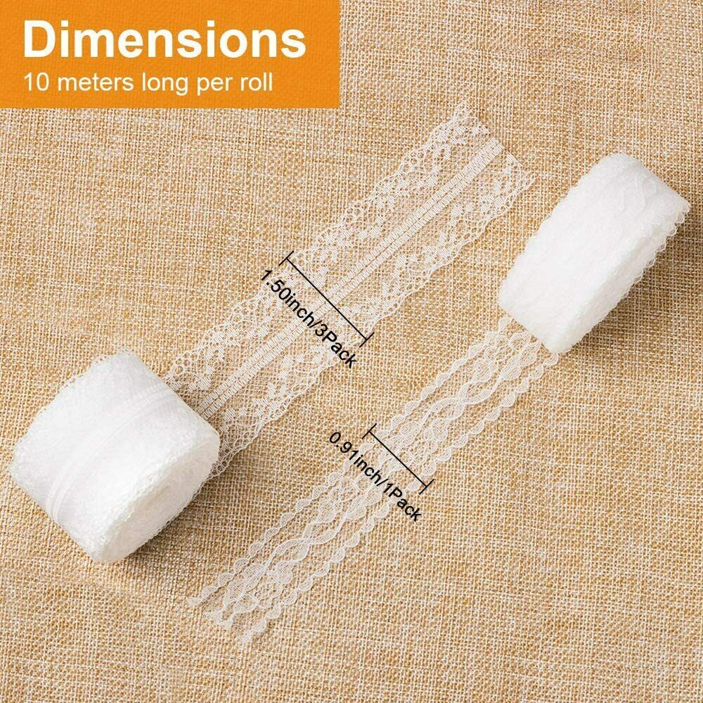 40 Meter Spitzenband Weiß Vintage Spitzenbordüre Geschenkband Spitze (4 Rolls)