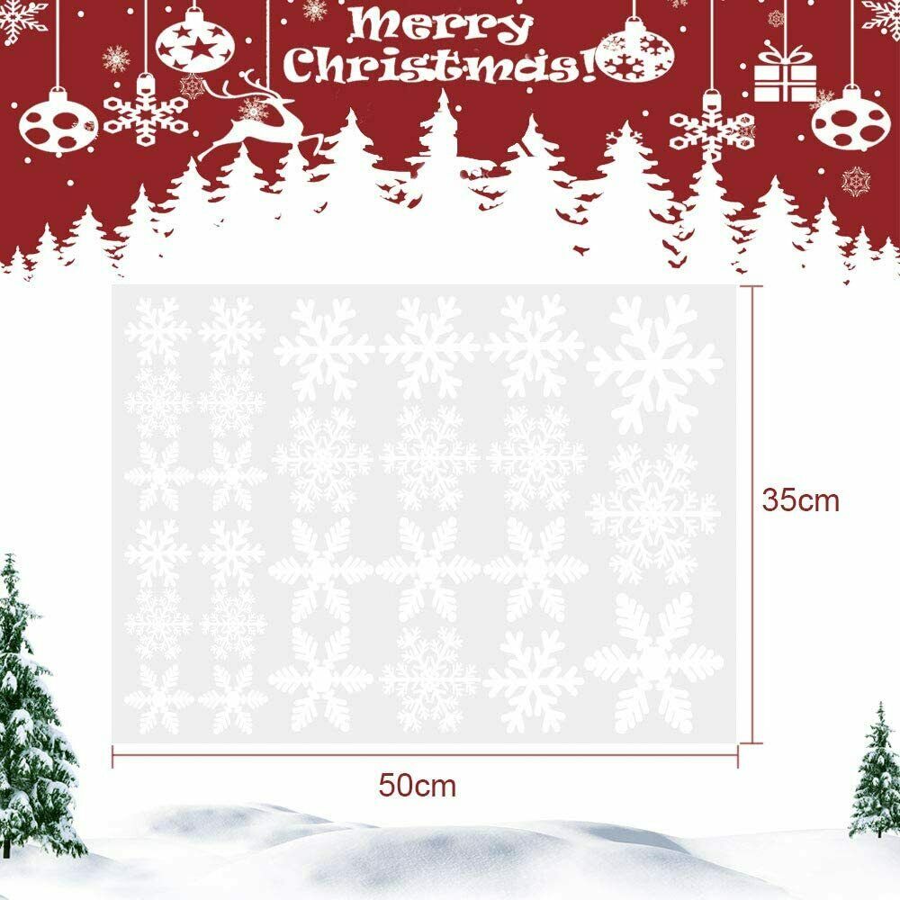 135 Stück Fensterdeko PVC Schneeflocken Fensterbilder Weihnachtssticker Weiß
