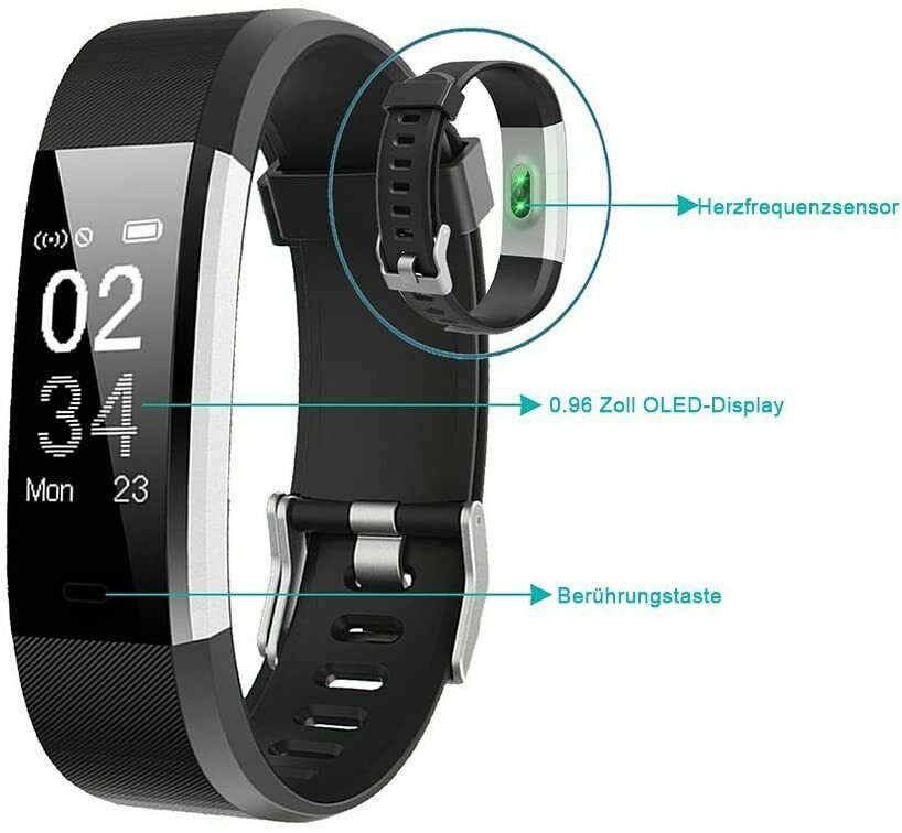 Fitness Armband mit Pulsmesser Wasserdicht IP67 Fitness Tracker Smartwatch Aktiv