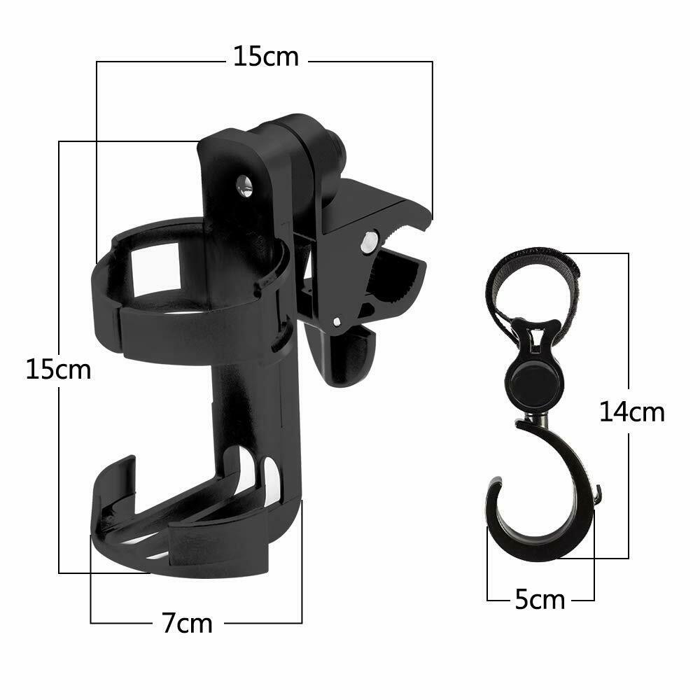 Getränkehalter für Kinderwagen Fahrrad Flaschenhalter mit 2 Haken für Fahrräder