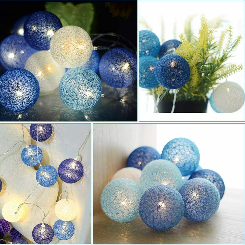 20er LED LED Lichterketten mit Baumwollkugeln Innen Deko (warmweiß)