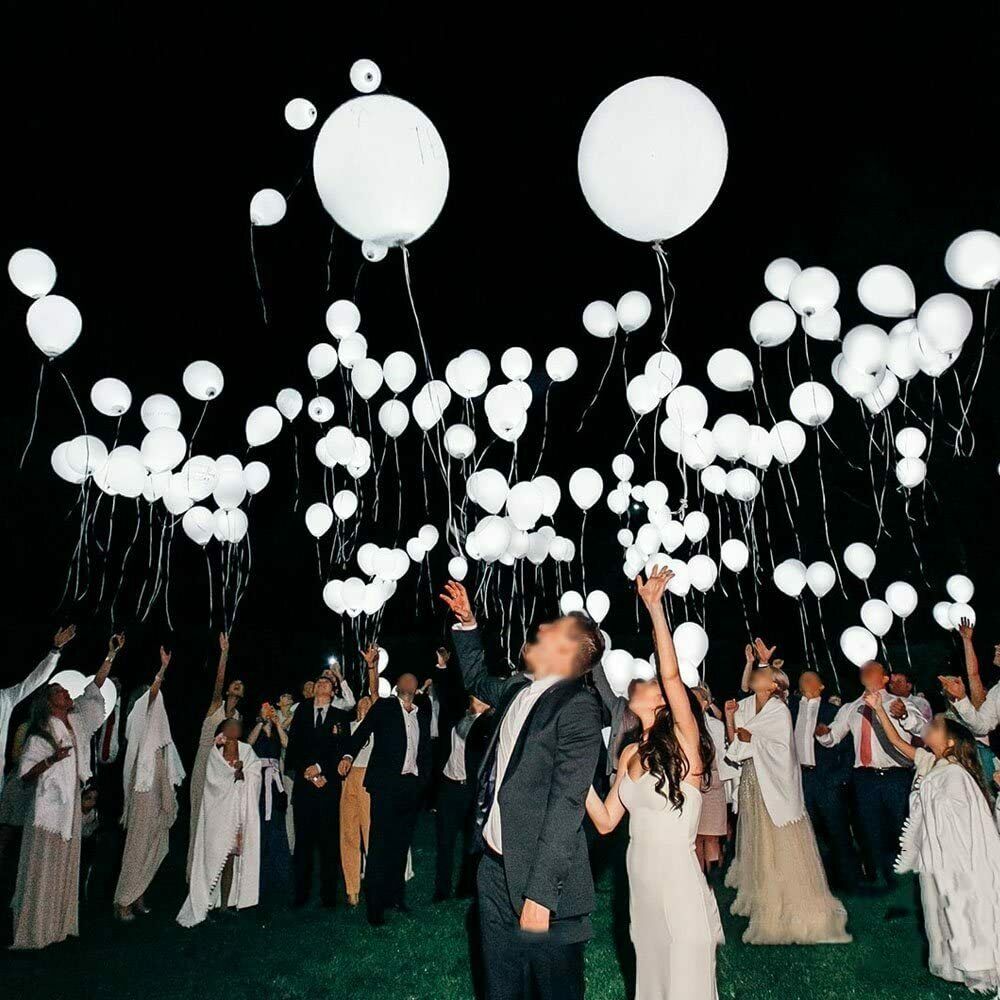 LED Luftballons Weiß, 40 Stücke Luftballons Hochzeit LED Leuchtende Luftballons