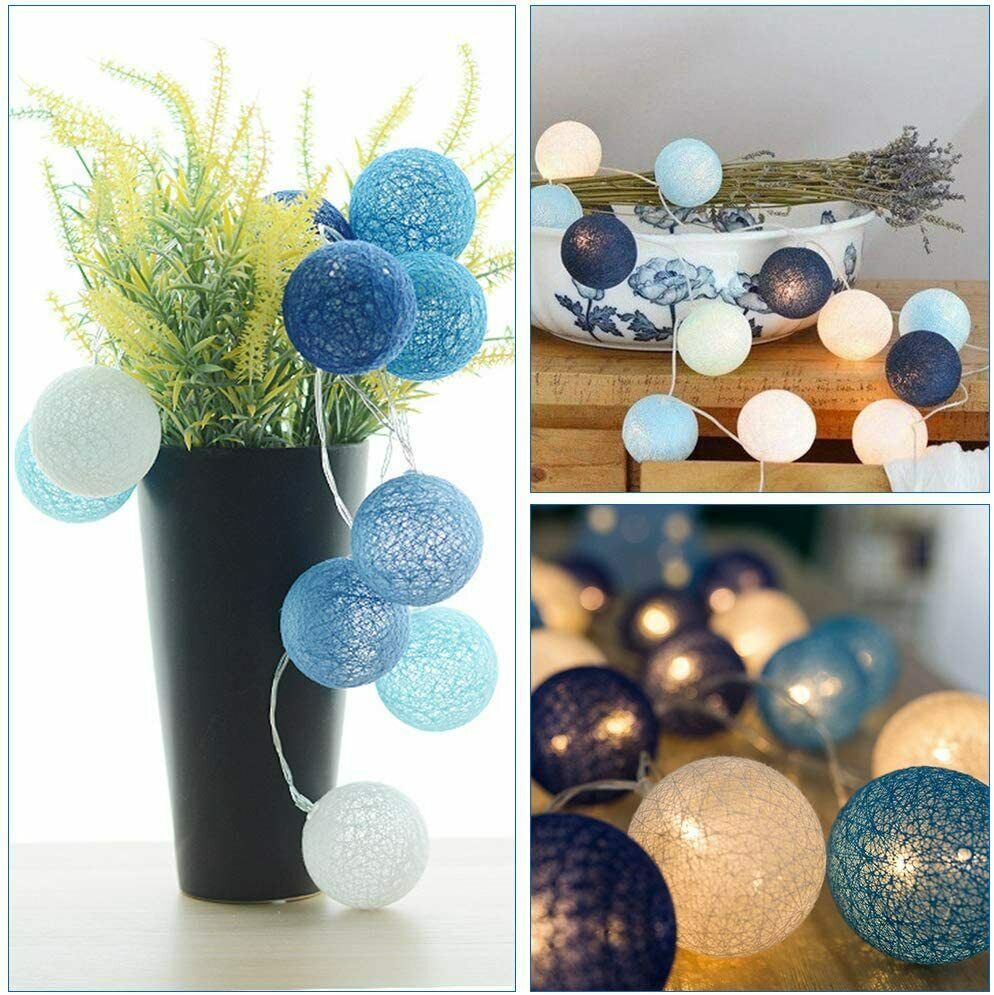 20er LED LED Lichterketten mit Baumwollkugeln Innen Deko (warmweiß)