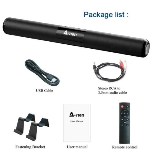 A-TION 40W Wireless Bluetooth 5.0 Sound Bar Speaker Home Theater Soundbar 2000mA