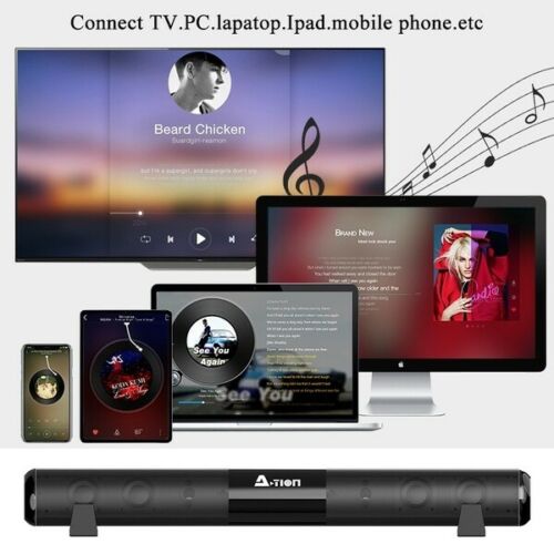 A-TION 40W Wireless Bluetooth 5.0 Sound Bar Speaker Home Theater Soundbar 2000mA