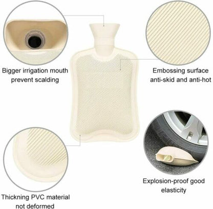 Wärmflaschen 2L mit Strickbezug Rollkragen Wärmekissen Geprüft Krämpfe - Grau