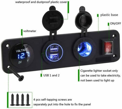 Auto Auto Ladegerät Mit Schalter Innen Voltmeter Zigarettenanzünder Steckdose