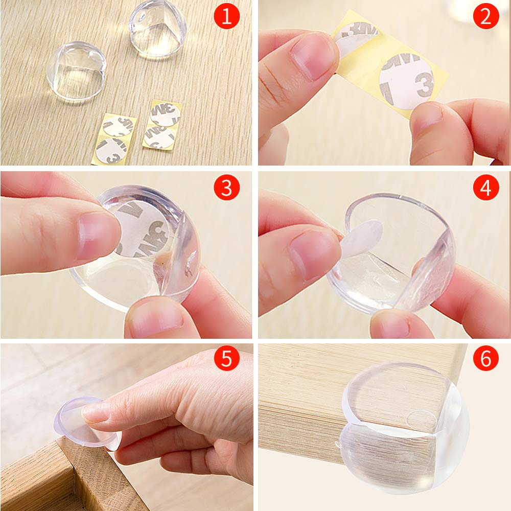 Spar24 Kinder Sicherheitsset, 45 Stück Baby Sicherheitsset 15 Runde Eckenschutz 12 Steckdosenschutz 6 Schiebetürverschlüsse 6 Sicherheitsschloss 3 Türschaum 3 Leaf Türstopper für Schrank Schublade