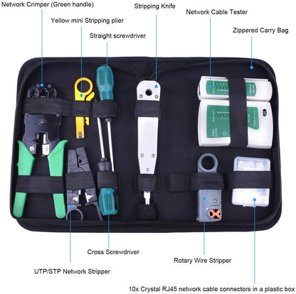 kuman Netzwerk Reparaturwerkzeuge Professionell Netzwerk Werkzeug Set Netzwerk Kabeltester Kit Patchkabel Tester Computer Wartung LAN Kabel Tester P9200
