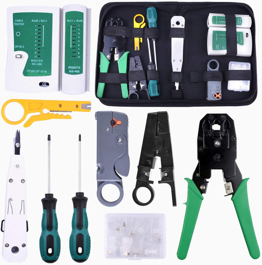 kuman Netzwerk Reparaturwerkzeuge Professionell Netzwerk Werkzeug Set Netzwerk Kabeltester Kit Patchkabel Tester Computer Wartung LAN Kabel Tester P9200
