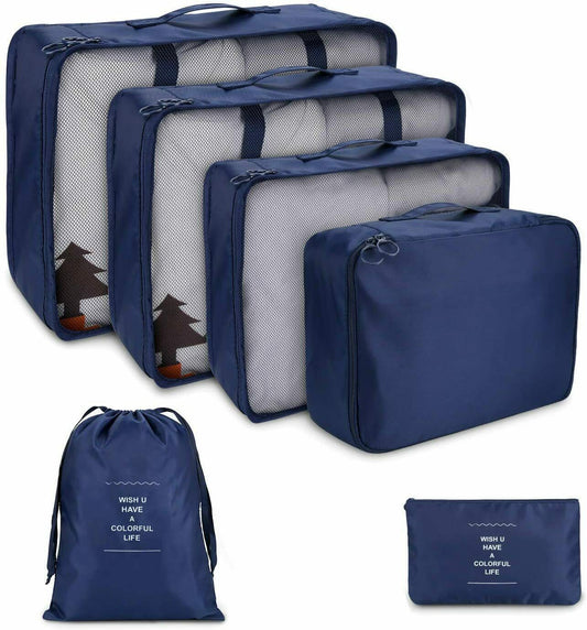 Packtaschen für Koffer 6-teilig Kleidertasche (Schwarzblau - 6er Set)