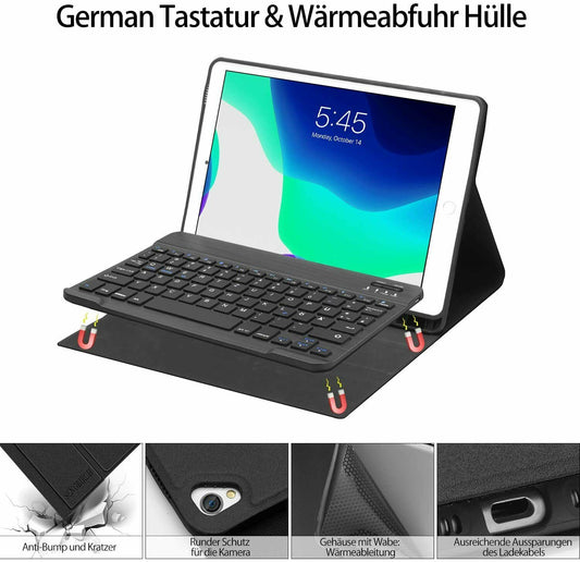 Tastatur Hülle für iPad 10.2 2019, Automatisch Aufwachen mit Bluetooth Tastatur