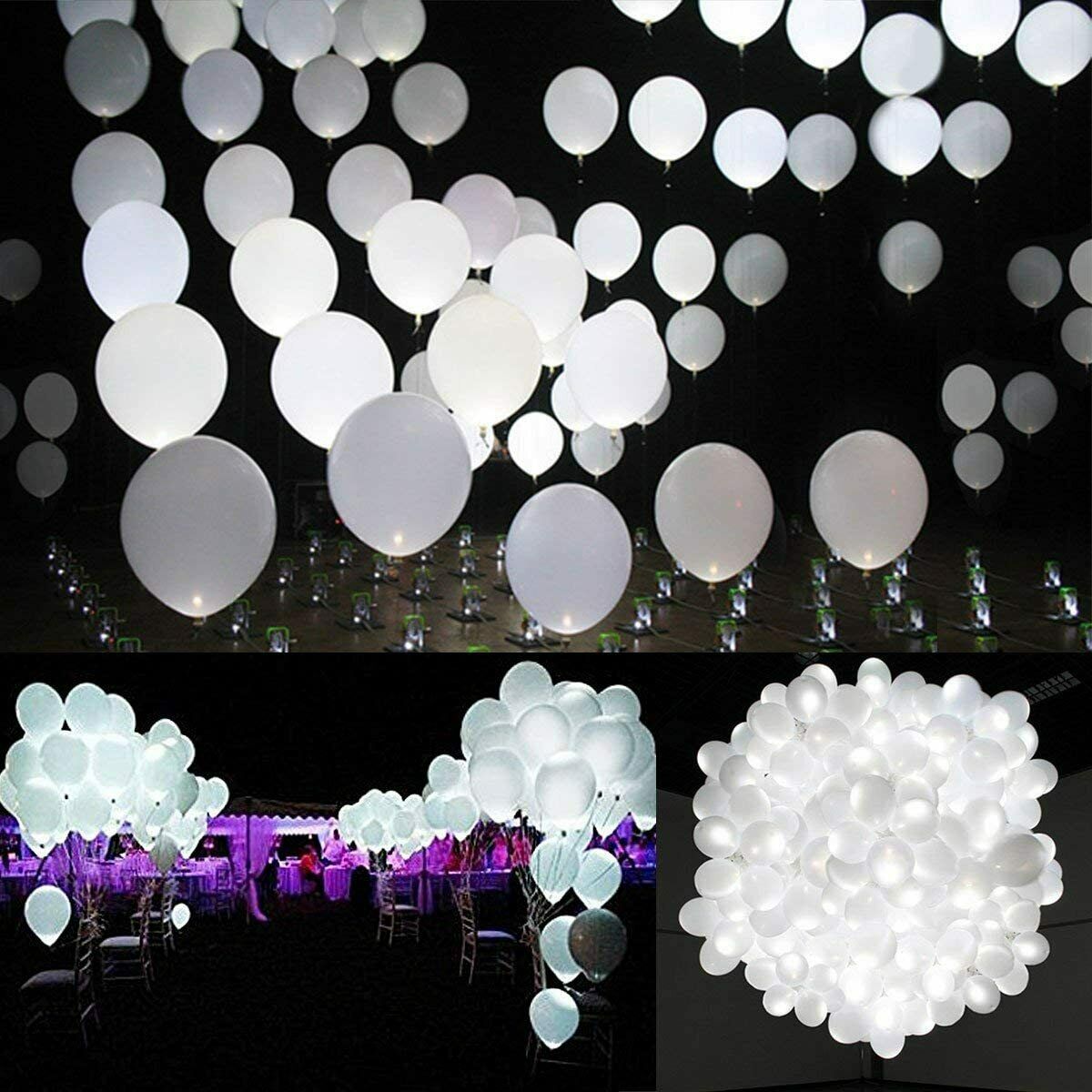 LED Luftballons Weiß, 40 Stücke Luftballons Hochzeit LED Leuchtende Luftballons
