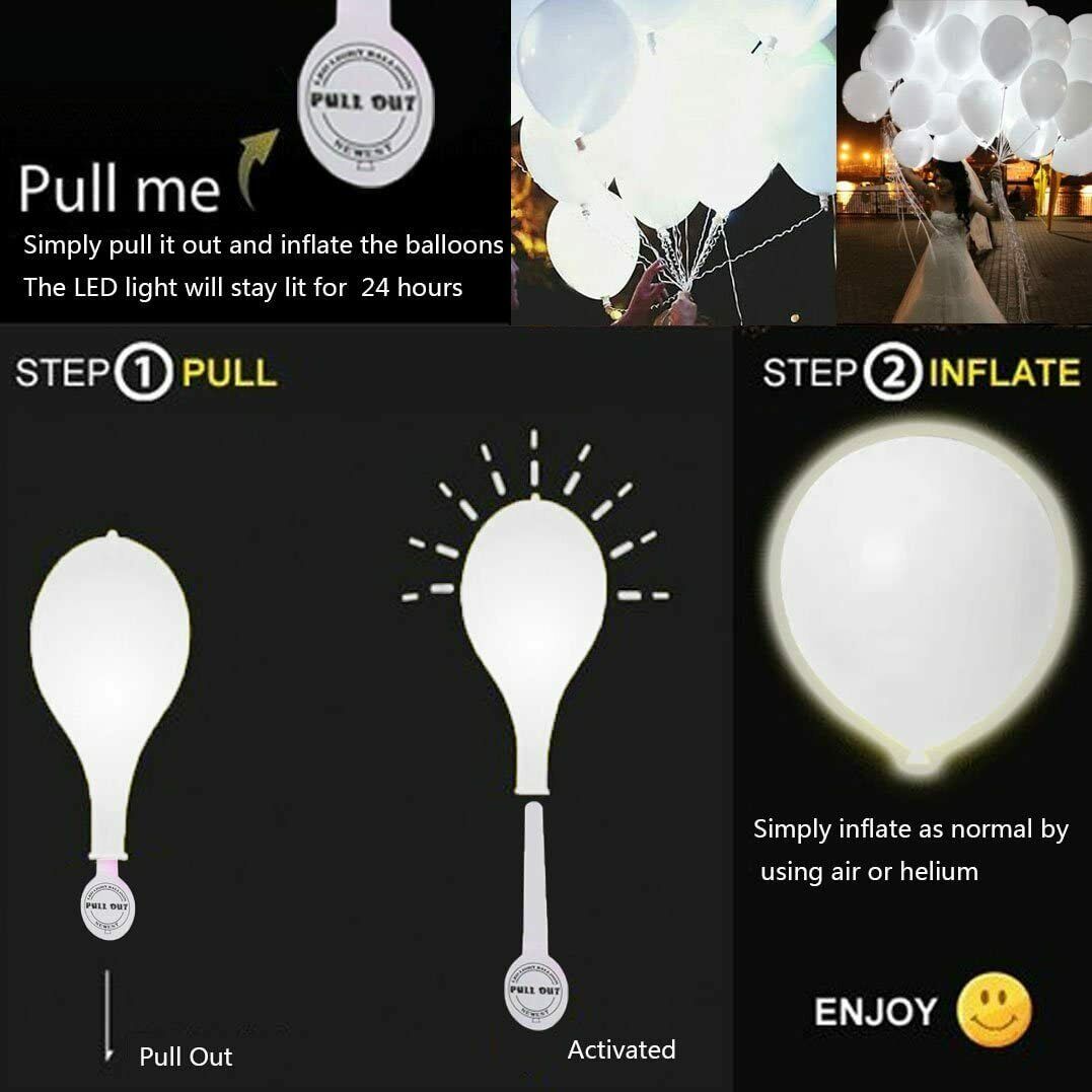 LED Luftballons Weiß, 40 Stücke Luftballons Hochzeit LED Leuchtende Luftballons