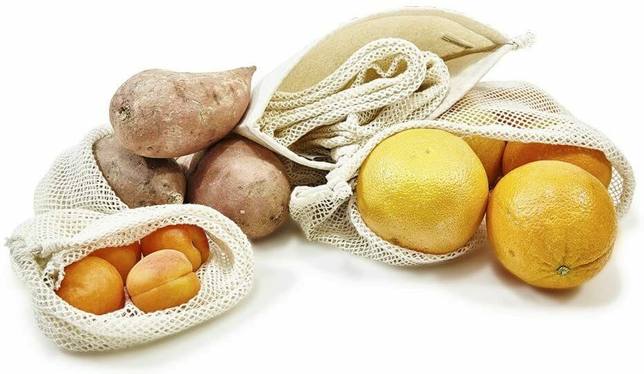 6er Set Obst- und Gemüsebeutel 100% Obst-Beutel Gemüse-Netz mit Gewichtsangabe