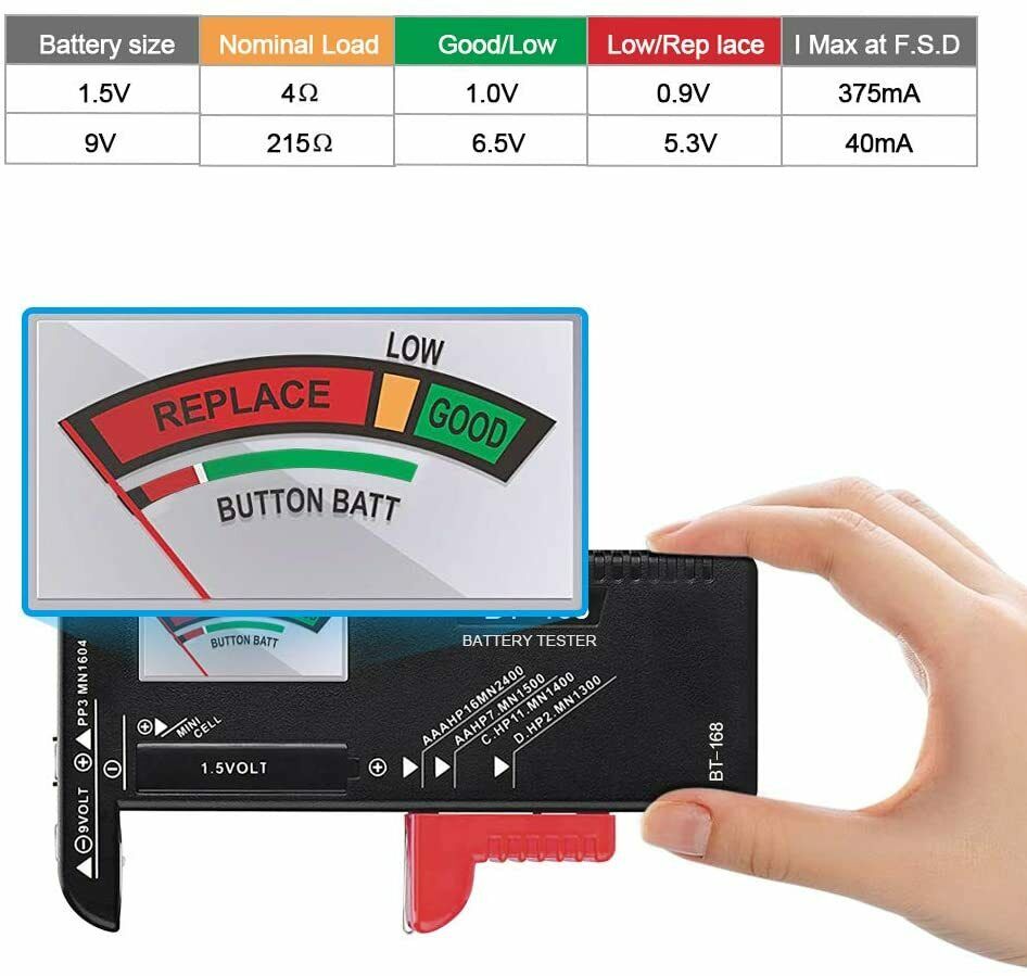 Batterietester, Batterie Testgerät BT-168 Akku Testgerät Universal Batterieprüfe