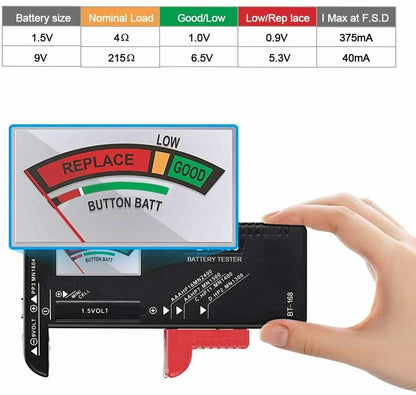 Batterietester, Batterie Testgerät BT-168 Akku Testgerät Universal Batterieprüfe