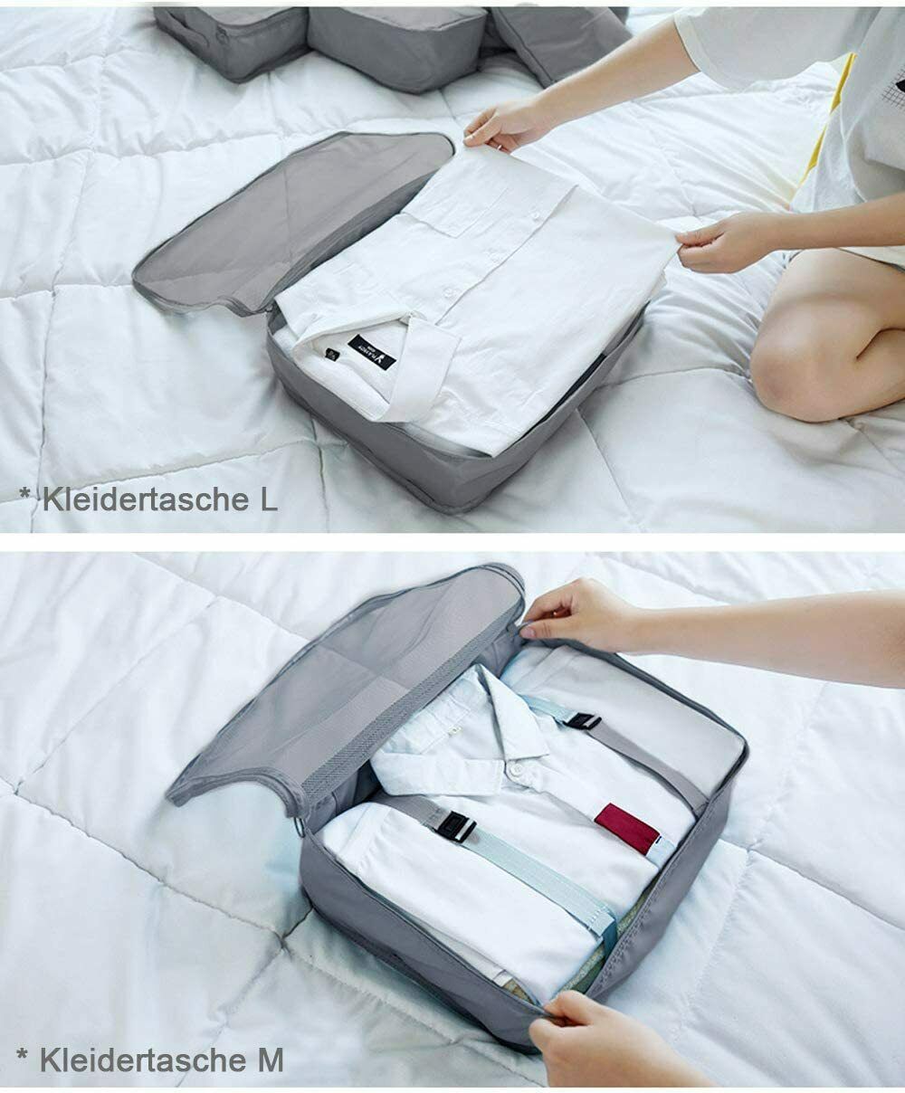 Packtaschen für Koffer 6-teilig Kleidertasche (Schwarzblau - 6er Set)