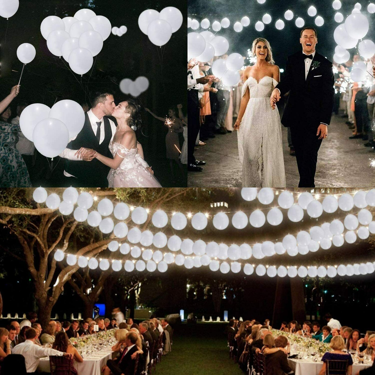 LED Luftballons Weiß, 40 Stücke Luftballons Hochzeit LED Leuchtende Luftballons